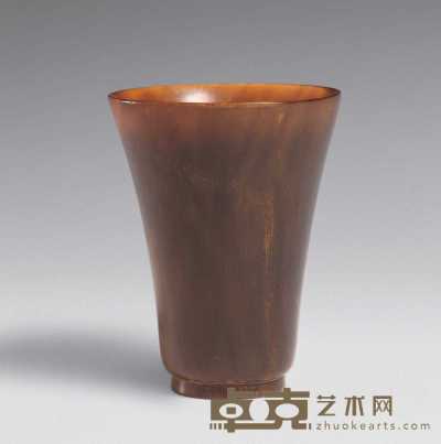 清 犀牛角素杯 5×2.6cm